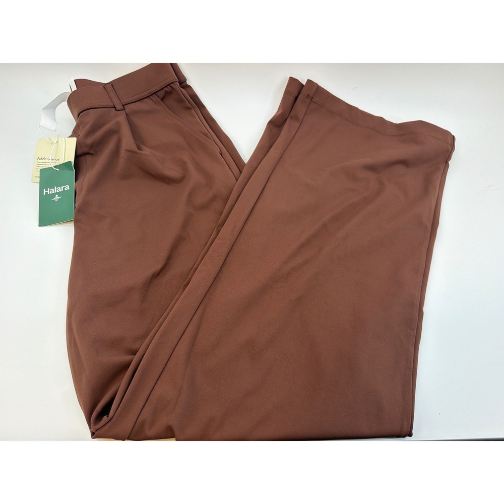 Halara Wide Leg Pleated Trousers Brown High Waisted Pants Size M Tall NWT